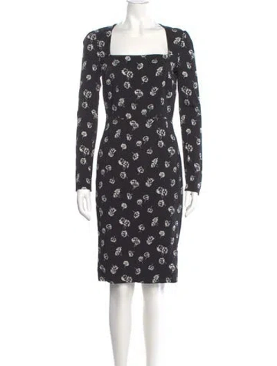 Pre-owned Dolce & Gabbana Floral Print Knee-length Dress In Black
