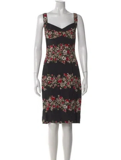 Pre-owned Dolce & Gabbana Floral Print Knee-length Dress In Black