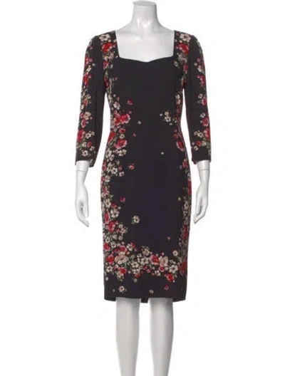 Pre-owned Dolce & Gabbana Floral Print Knee-length Dress In Black