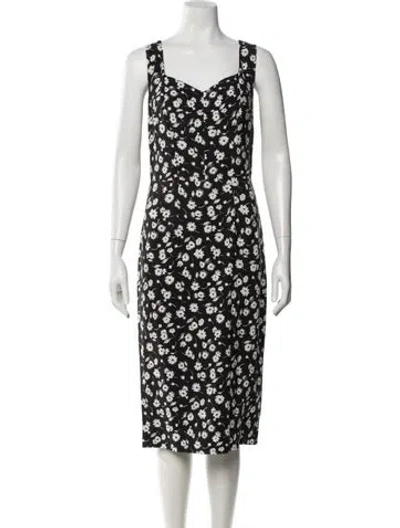 Pre-owned Dolce & Gabbana Floral Print Knee-length Dress In Black