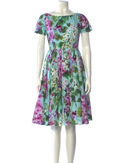 Pre-owned Dolce & Gabbana Floral Print Knee-length Dress In Blue