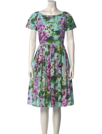 Pre-owned Dolce & Gabbana Floral Print Knee-length Dress In Green