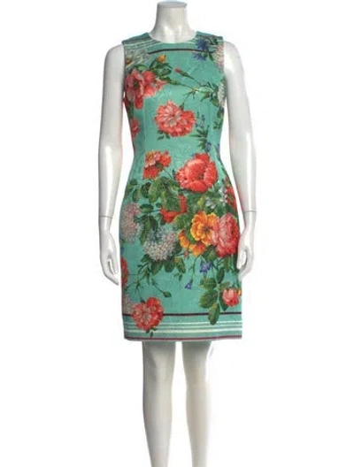 Pre-owned Dolce & Gabbana Floral Print Knee-length Dress In Green