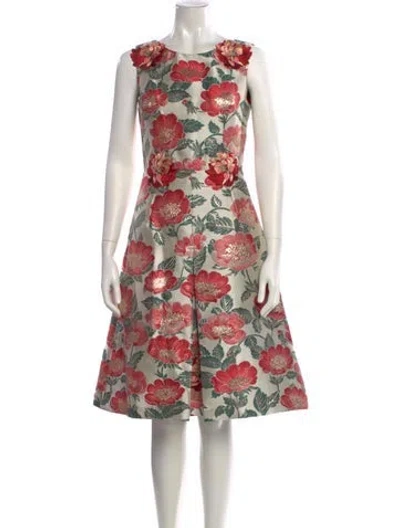 Pre-owned Dolce & Gabbana Floral Print Knee-length Dress In Neutral