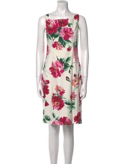 Pre-owned Dolce & Gabbana Floral Print Knee-length Dress In Neutral