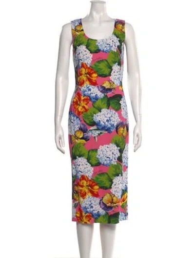 Pre-owned Dolce & Gabbana Floral Print Knee-length Dress In Neutral