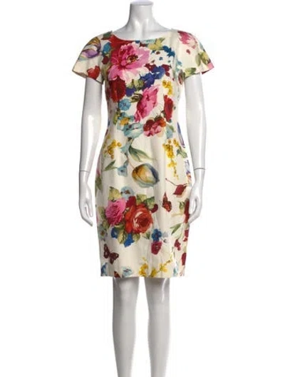 Pre-owned Dolce & Gabbana Floral Print Knee-length Dress In Neutral