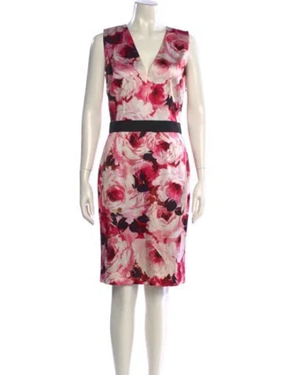 Pre-owned Dolce & Gabbana Floral Print Knee-length Dress In Pink