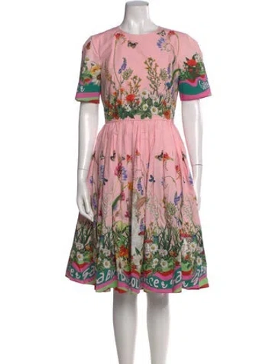 Pre-owned Dolce & Gabbana Floral Print Knee-length Dress In Pink
