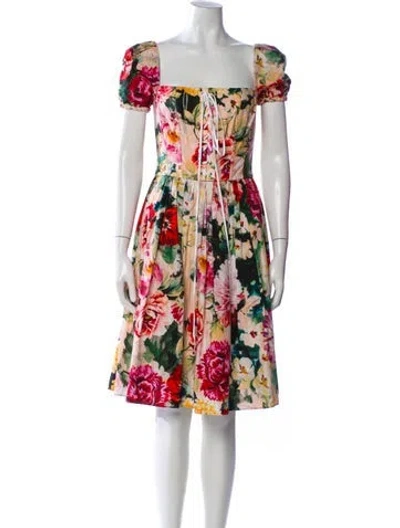 Pre-owned Dolce & Gabbana Floral Print Knee-length Dress In Pink