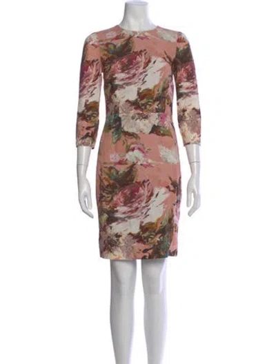 Pre-owned Dolce & Gabbana Floral Print Knee-length Dress In Pink