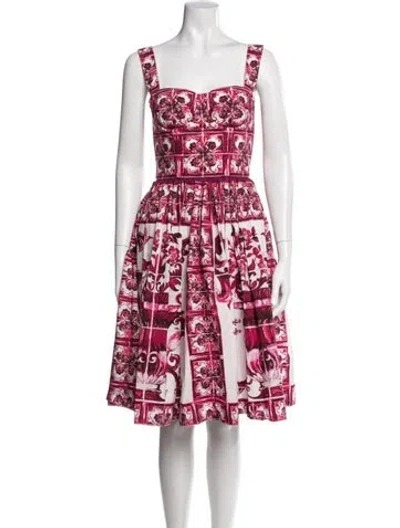 Pre-owned Dolce & Gabbana Floral Print Knee-length Dress In Pink