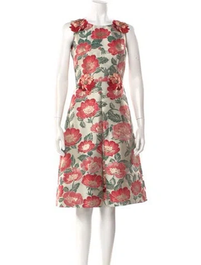 Pre-owned Dolce & Gabbana Floral Print Knee-length Dress W/ Tags In Neutral