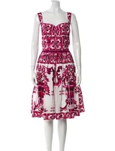 Pre-owned Dolce & Gabbana Floral Print Knee-length Dress W/ Tags In Pink