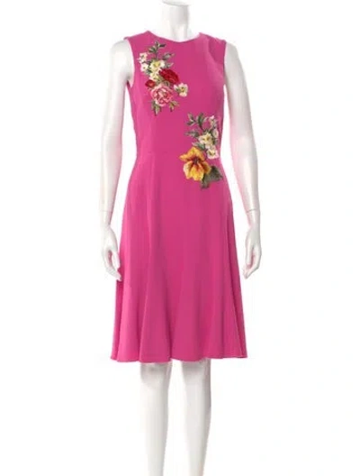 Pre-owned Dolce & Gabbana Floral Print Knee-length Dress W/ Tags In Pink