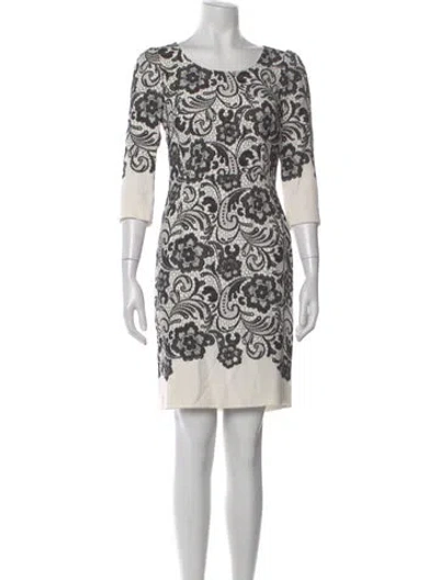 Pre-owned Dolce & Gabbana Floral Print Knee-length Dress In White