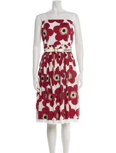 Pre-owned Dolce & Gabbana Floral Print Knee-length Dress In White