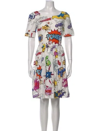 Pre-owned Dolce & Gabbana Floral Print Knee-length Dress In White
