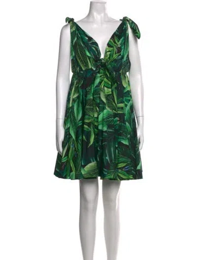 Pre-owned Dolce & Gabbana Floral Print Knee-length Dress In White
