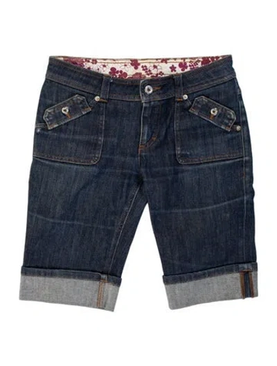 Pre-owned Dolce & Gabbana Floral Print Knee-length Shorts In Blue