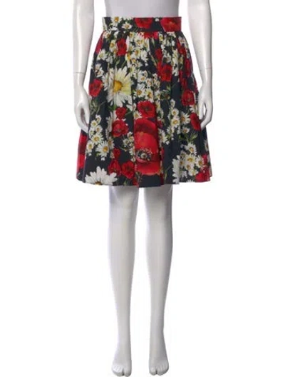 Pre-owned Dolce & Gabbana Floral Print Knee-length Skirt In Black
