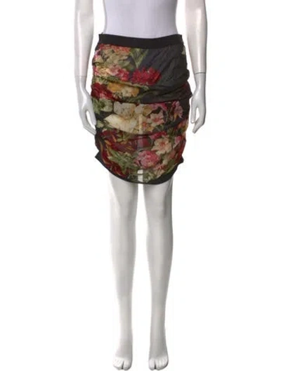 Pre-owned Dolce & Gabbana Floral Print Knee-length Skirt In Black