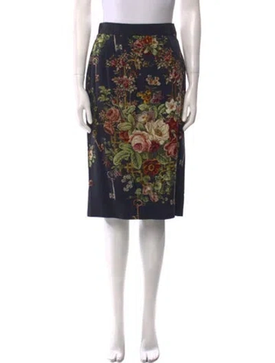 Pre-owned Dolce & Gabbana Floral Print Knee-length Skirt In Black