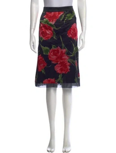 Pre-owned Dolce & Gabbana Floral Print Knee-length Skirt In Black