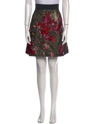 Pre-owned Dolce & Gabbana Floral Print Knee-length Skirt In Black
