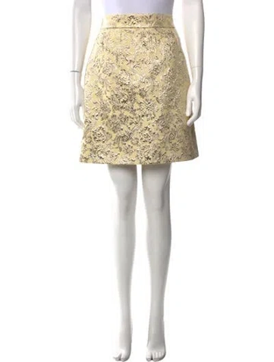 Pre-owned Dolce & Gabbana Floral Print Knee-length Skirt In Gold