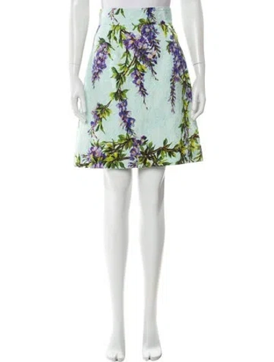 Pre-owned Dolce & Gabbana Floral Print Knee-length Skirt In Green