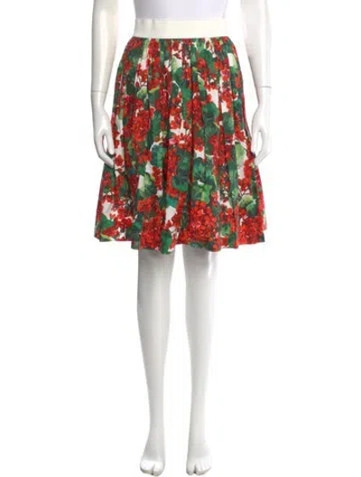 Pre-owned Dolce & Gabbana Floral Print Knee-length Skirt In Green