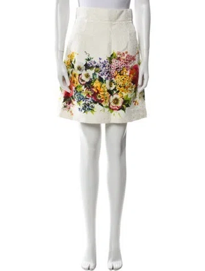 Pre-owned Dolce & Gabbana Floral Print Knee-length Skirt In Neutral