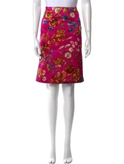 Pre-owned Dolce & Gabbana Floral Print Knee-length Skirt In Pink