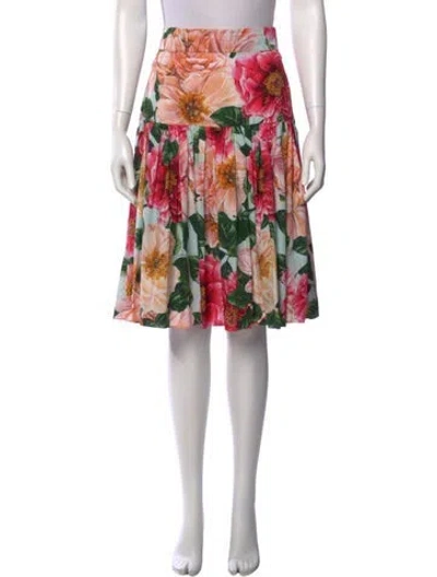 Pre-owned Dolce & Gabbana Floral Print Knee-length Skirt In Pink