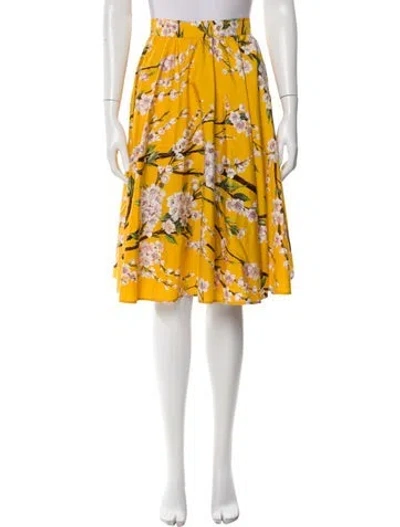 Pre-owned Dolce & Gabbana Floral Print Knee-length Skirt In Yellow