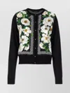 Dolce & Gabbana Floral Print Knit Cardigan With Ribbed Cuffs