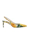 Dolce & Gabbana Floral-print Leather Slingback Pumps In Multicolor