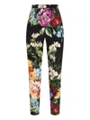 Dolce & Gabbana Flower Bouquet-print Charmeuse Pants