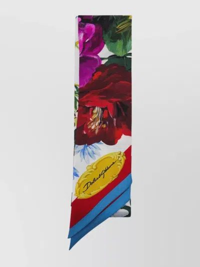 Dolce & Gabbana Floral Print Lightweight Rectangular Scarf In Brown