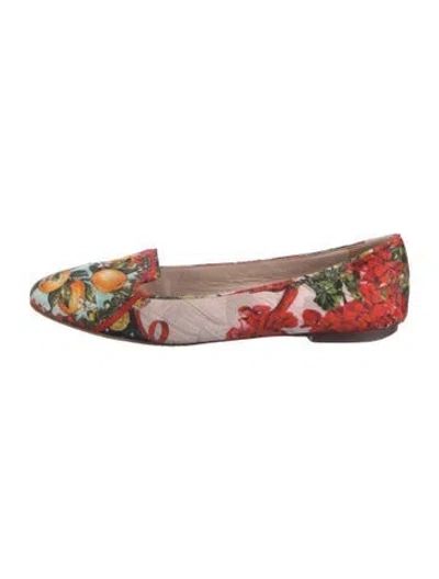 Pre-owned Dolce & Gabbana Floral Print Loafers In Pink