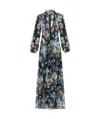 Dolce & Gabbana Long Black Silk Dress With Floral Pattern Women In Black