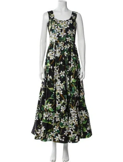 Pre-owned Dolce & Gabbana Floral Print Long Dress In Black