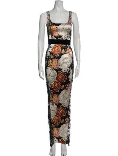 Pre-owned Dolce & Gabbana Floral Print Long Dress In Black