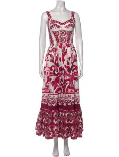 Pre-owned Dolce & Gabbana Floral Print Long Dress W/ Tags In Multi
