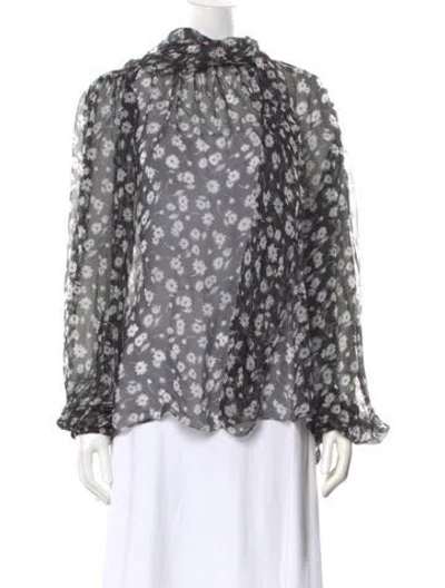 Pre-owned Dolce & Gabbana Floral Print Long Sleeve Blouse In Black