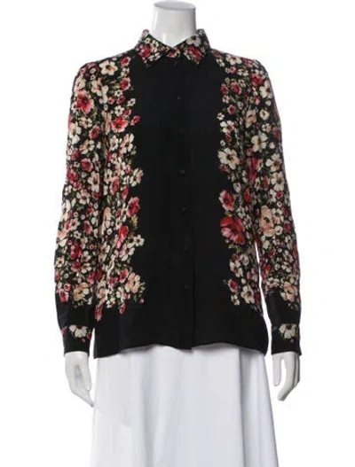 Pre-owned Dolce & Gabbana Floral Print Long Sleeve Blouse In Black