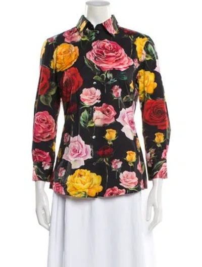 Pre-owned Dolce & Gabbana Floral Print Long Sleeve Blouse In Multi
