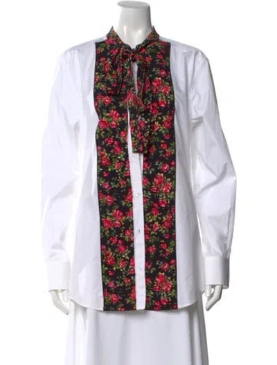 Pre-owned Dolce & Gabbana Floral Print Long Sleeve Blouse In Neutral