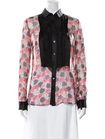Pre-owned Dolce & Gabbana Floral Print Long Sleeve Blouse In Red